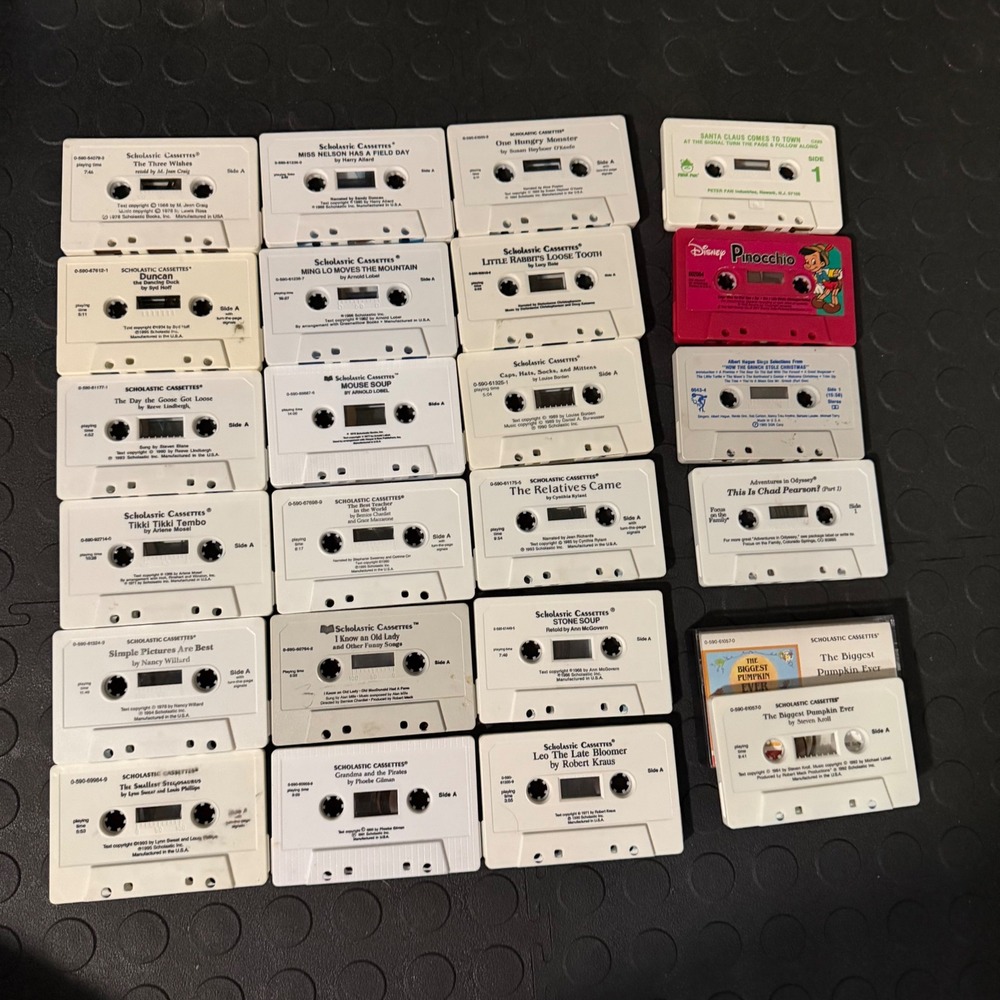 Vintage Scholastic Childrens Audio Cassette Tape Lot Story Teacher 24 Tapes